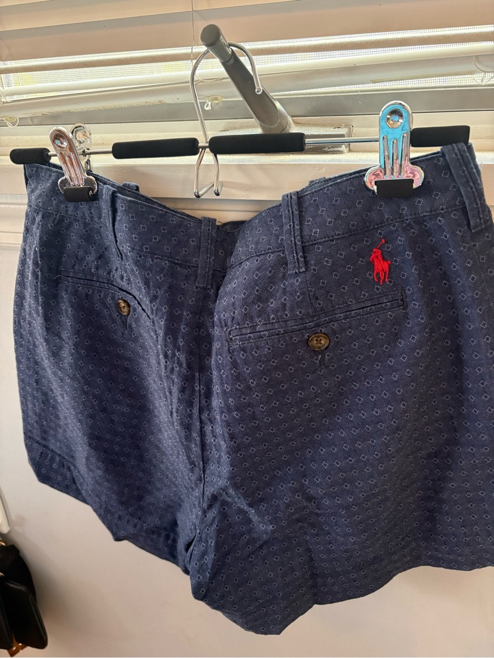 Ralph Lauren Navy Micro-Diamond Pattern Shorts